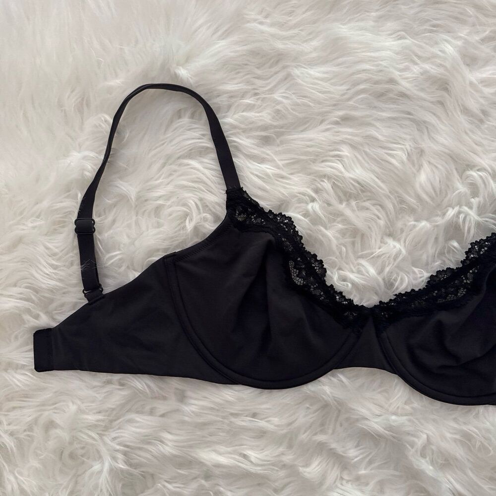 Skims Fits Everybody Lace Demi Underwire Bra Onyx Size 32DDDD - Picture 2 of 7